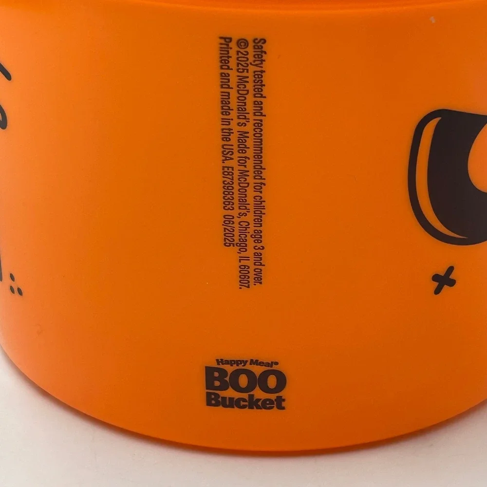 NEW! 2025 McDonald's Happy Meal BOO Bucket Orange Halloween‎ Pail with Stickers